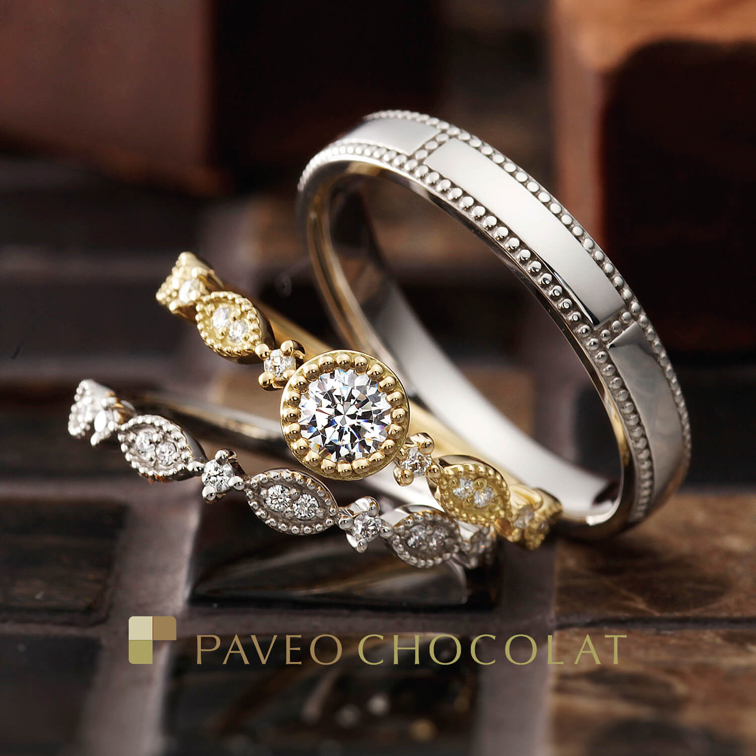 PAVEOCHOCOLATパヴェオショコラの婚約指輪と結婚指輪JOIEジョワ