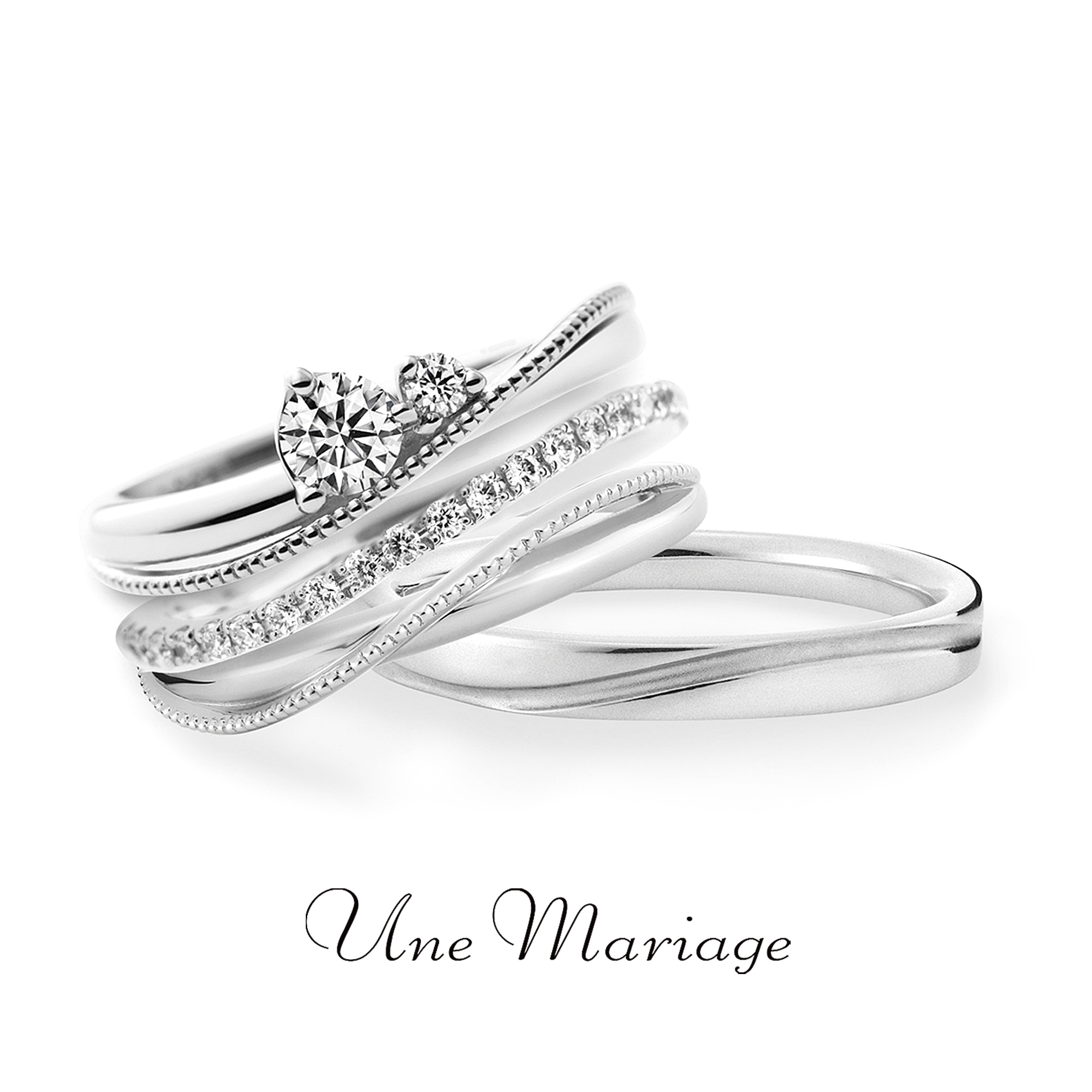 UneMariageアンマリアージュの婚約指輪と結婚指輪のセットリングのLapin de mois