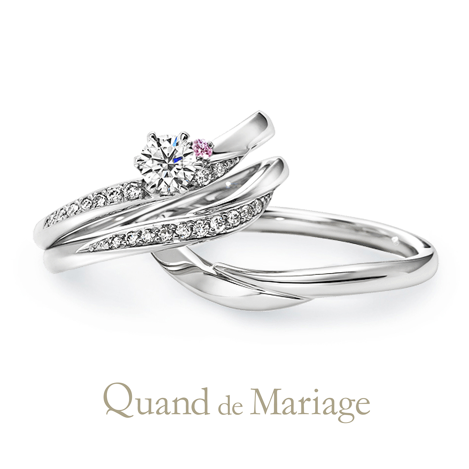 QuanddeMariageのクワンドゥマリアージュの婚約指輪と結婚指輪のセットリングでSetringのAilesのエール