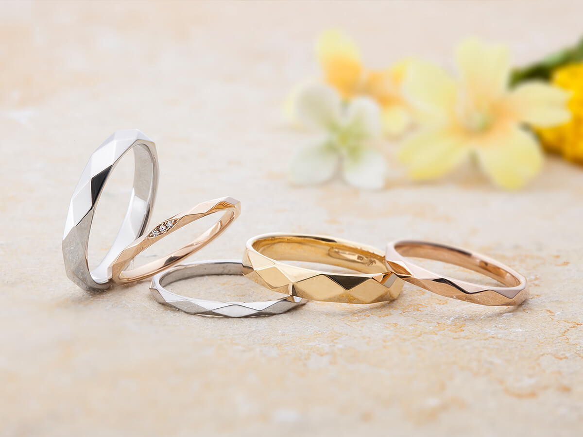 プラチナとゴールドとピンクゴールドの結婚指輪