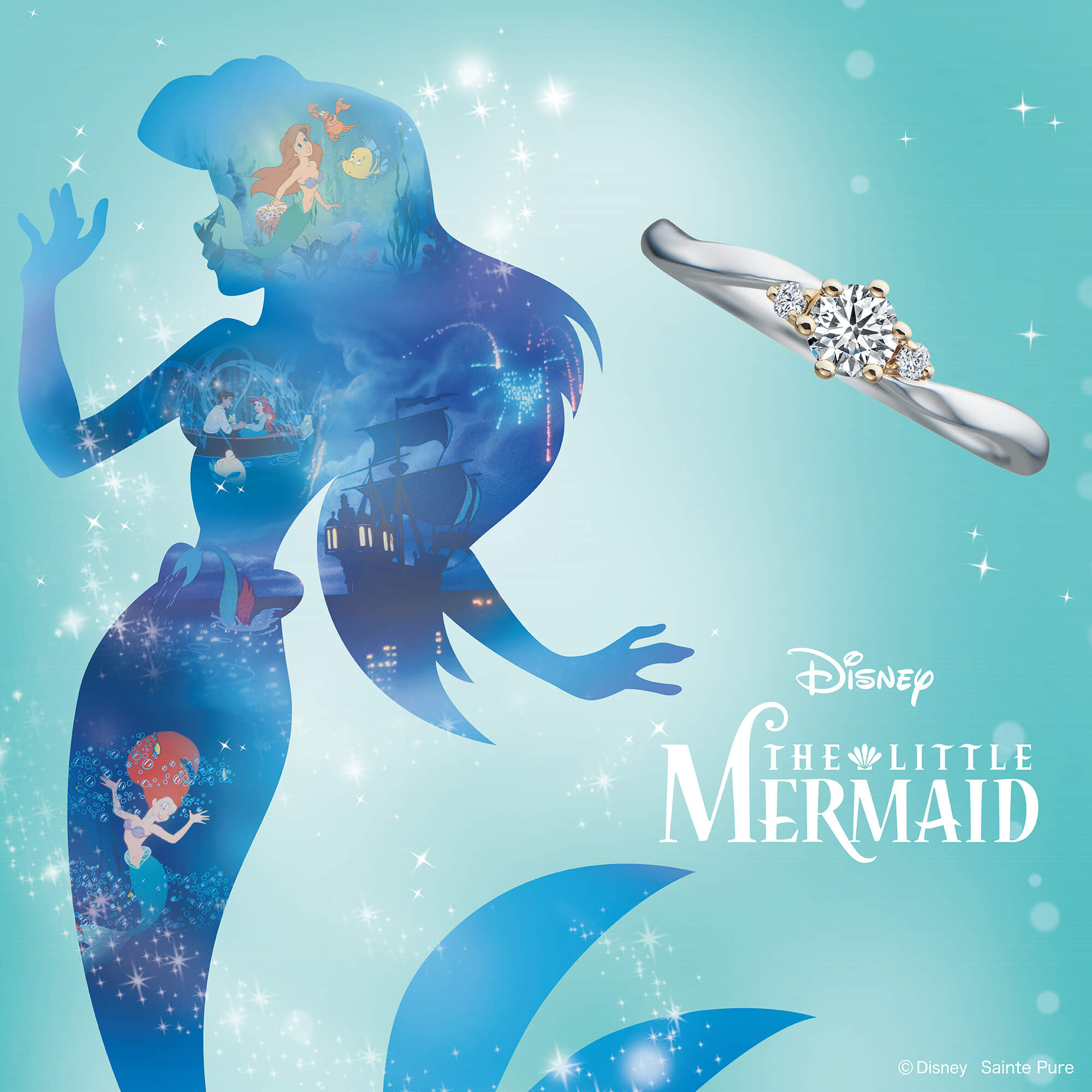 DisneyTHELITTLEMERMAIDディズニーリトルマーメイドの婚約指輪エンゲージリングEngagementringのSecretoftheSeaシークレットオブザシー