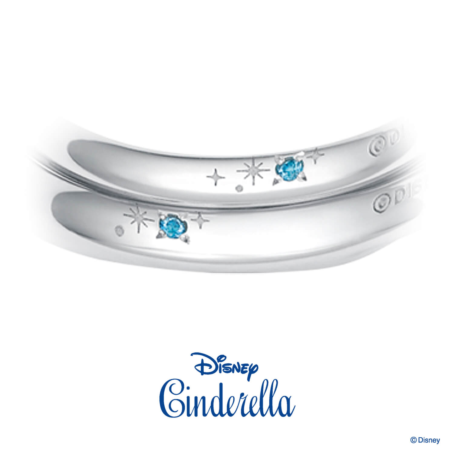 DisneyCinderellaディズニーシンデレラの結婚指輪マリッジリングMarriageringの内側インサイドストーンのバースデーストーン誕生石のブルートパーズ