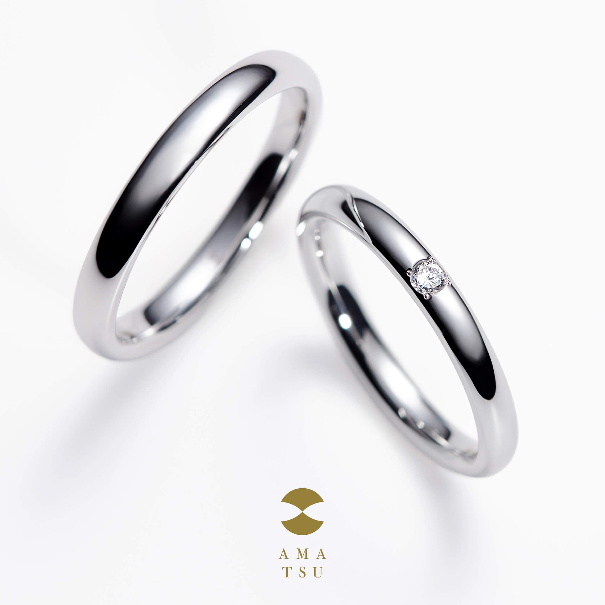 和風・和テイスト・和風ブランド・和ブランド・日本らしいブランドのAMATSUアマツの結婚指輪マリッジリングMarriageringのAMT–M–3LとAMT–M–3Mの柏hakuハク
