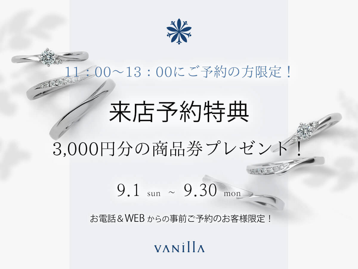 VANillAヴァニラの2024年9月の来店予約特典