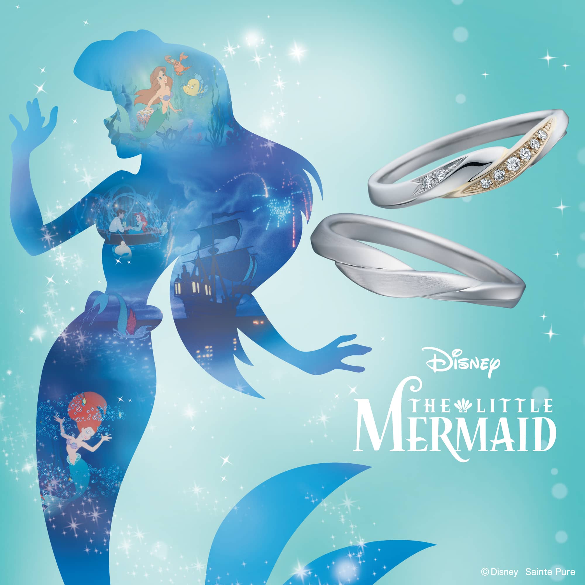 DisneyLITTLEMERMAIDディズニーリトルマーメイドの結婚指輪マリッジリングMarriageringのSecretoftheSeaシークレットオブザシー